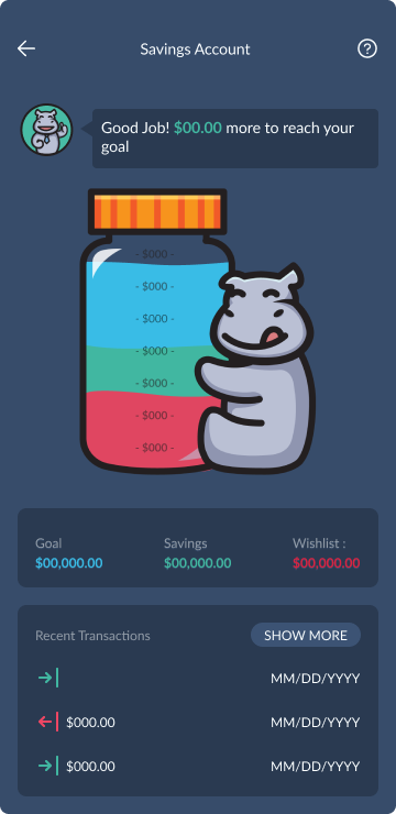 Kidough savings account view